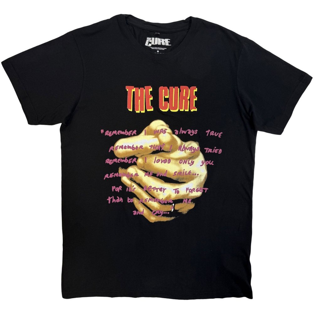 The Cure - Praying Hands Treasure Lyric Heren Tshirt - Zwart